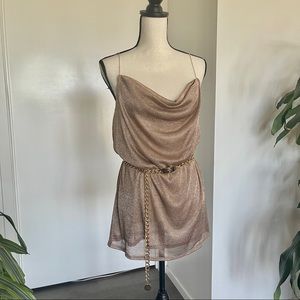 SOLD NEW SHOW ME YOUR MUMU Kaia Mesh mini dress gold SM